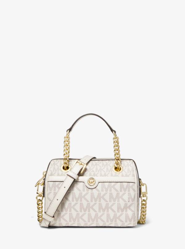 Damske Satchel Taske Michael Kors Blaire Extra-Small Logo Krém - Kabelky Michael Kors Levně | VYDIE-0683